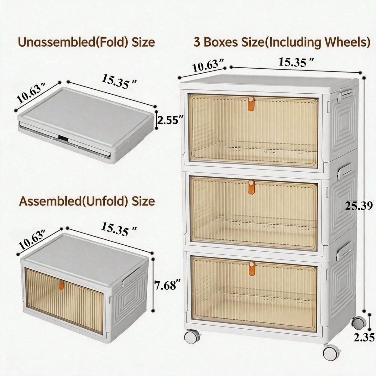 Foldable Stackable Pet Supplies Storage Bin With Wheels, Magnetic Door Collapsible Organizer Cabinet For Pet Toys, Food, Grooming Tools, Multi-Purpose Storage For Home, Bedroom, Laundry Room